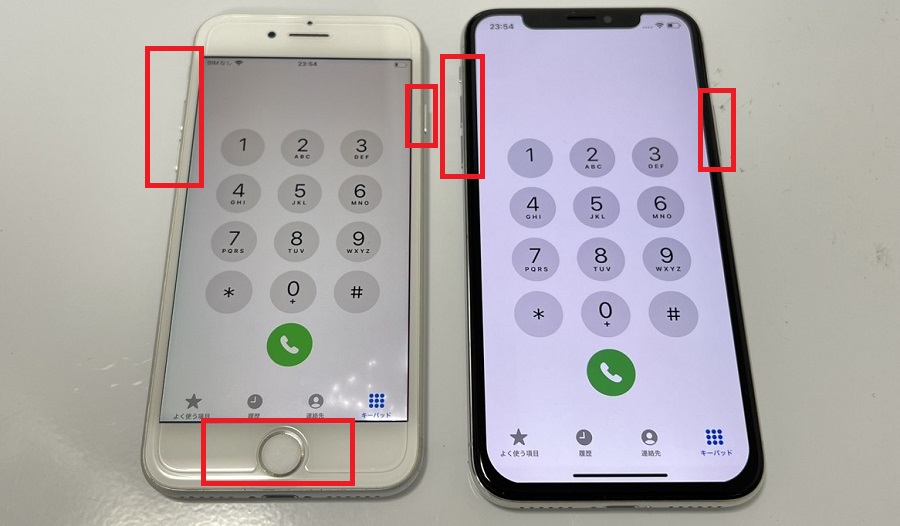 iPhoneのホームボタン、サイドボタン